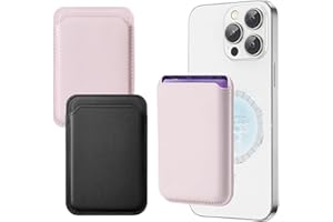 JEYORZY 2 Stk, Handy-Kartenhalter, Wallet Leder, PU kartenetui, Magnetisches Handy Wallet aus veganem Leder, mit rutschfestem und magnetischem Kartenhalter, RFID-Schutz, Magnetische Geldbörse