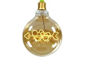 Tianfan Bombillas LED vintage Big Globe G125 4W 220/240V Alfabetos Especialidad Bombilla Decorativa Super Amarillo Cálido (Flecha de Cupido)