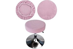 HuaLiSiJi Okrągły pokrowiec na stołek barowy 30-40 cm Luksusowa tkanina, elastyczna i odporna na zmarszczki, zmywalna i pyłoszczelna, miękka i trwała (1, różowy)