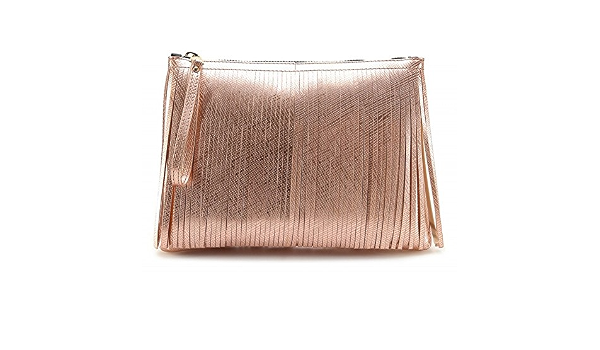 Pochette Laminata con frange Gum (Oro Rosa) : Amazon.it: Scarpe e borse