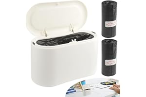 FAELNK Cubo De Basura De Mesa Con Tapa De Resorte Mini Papelera Escritorio Pequeña Con 2 Rollos De Bolsas De Basura Para Escritorio BañO Cocina Dormitorio Oficina Coche 2L