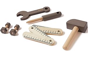 FLEXA Wooden Tools for Children | Robust Tool Set for Little Craftsmen | Montessori Development Toy | Role Play Educational Toys for Kids from 2-3 years for Boys & Girls