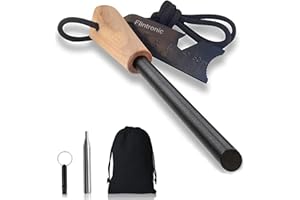 flintronic Pietra Focaia Kit, Accendino Campeggio con Manico in Legno Lavorato a Mano Spessa | Raschietto Multiutensile | Selvaggio Tradizionale | Accendino di Sopravvivenza Campeggio e Escursioni