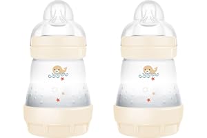 MAM Butelka do karmienia Easy Start antykolowa, zestaw 2 sztuk, z silikonowym smoczkiem SkinSoftTM, 0+ miesięcy, 160 ml, neutralna