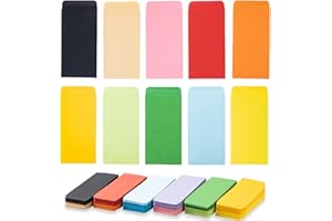 Zulbceo 100 Pcs Coloured Money Envelopes, Self-Adhesive Cash Envelopes, Coin Envelopes Greeting Card Envelope for Wages, Seeds, Coins, Beads or Stamps