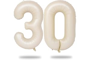 LINGQIANG Beige Luftballon 30. Geburtstag Deko, XXL Riesen Creme Zahl 30 Luftballons für Frauen, 40 Zoll Boho Folienballon Zahlen 3 & 0 Ballon für Mann Frau 30 Jahre Geburtstagsdeko Jubiläum Party Dekoration