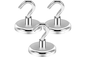 Wukong 72.5KG Crochet Aimanté Néodyme, 3 Pièces Gros Aimanté Puissants, 42mm Aimant Crochet Magnetique Puissant, Crochet Magnetique Puissant pour Cuisine, Réfrigérateur et Garage