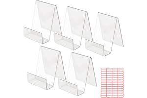 DWTECH 5 Stück Schilderhalter Ständer aus transparentem Acryl für Prospekte, Bücher, Menü, Poster, Broschüre, Zeitschriften, Tischschilder, Präsentationsständer für Restaurant, Café, Buchladen etc.