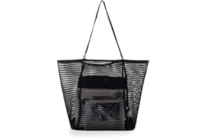 MORLUKS Borsa Rete Mare, Grande Borsa da Spiaggia con Tasca Interna Cerniera, Pieghevole, Beach Bag per Mare Piscina Feste Viaggi Picnic Vacanze Shopping