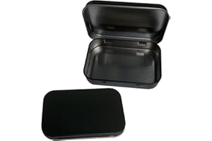 JIAMAOHUA Tins Container,Tin Box Small Tin Boxes with Lids,Metal Rectangular Tin Can Tins Mini Storage Organizer Box Kit,Square Metal Empty Tins Portable Empty Hinged Boxes for DIY Decor Candy Earring Black