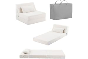 SESHINELL Kids Sofa Bed, Convertible Toddler Chair Bed, Folding Couch for Playroom, Bedroom or Living Room, Fold Up Modular Floor Futon Mattress Sofa for Boys & Girls, Plush Beige