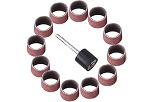 Akozon 100pcs Kit de Manchons Abrasifs Tambour De Ponçage, Tambours de Papier Verre de Ponçage Manchons Mandrel Woodworking Craft Kit de Polissage(600 Grit)