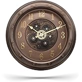 Efe Mark Premium Serisi Antik Eskitme Kadranlı D&ouml;ner &Ccedil;arklı Ev ve Ofis Duvar Saati Kabartma Latin Rakamlı 40 CM Bronz
