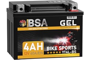 ‎BSA BATTERY HIGH QUALITY BATTERIES BSA YT4L-BS GEL Roller Batterie 12V 4Ah 60A/EN YTX4L-BS Motorradbatterie doppelte Lebensdauer entspricht 50314 YTX4L-LB CTX4L-BS auslaufsicher wartungsfrei