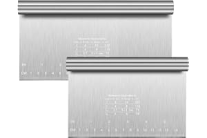 VACUBXBY 2 Pezzi Tarocco Per Impasti Multiuso con Scala Graduata In Acciaio Inox, Taglia Impasto per Torte, Pizza, Torte, Dough, Utensili da Forno, Spatola/Tagliapasta