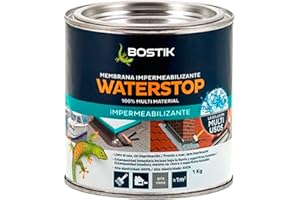 BOSTIK Waterstop Impermeabilizante de Reparación Gris - Estanqueidad Inmediata, Superficies Húmedas o Secas, sin Imprimación, Multimaterial, Fácil de Aplicar, Interior y Exterior, Bote 1 kg