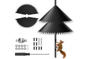AUOQZ 2Pcs Squirrel Baffle with Sharp Spikes Big Squirrels Proof Deterrent Baffles for Bird Feeder Poles UK Black Wrap Around Anti Squirrel Baffle Devices for Outdoor（14-inches）