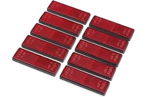 ETUKER 10 x Reflex Reflector catadioptrico Rectangular con Adhesivo, Universales Reflector Catadioptrico Rectangular, Catadioptrico Reflector Rectangular, para Camión/RV/Caravana/Remolque(Rojo)