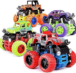 SaleOn Big Size Set of 4 Unbreakable Trucks Friction Powered Cars for Kids Rock Truck Toddler for boys gifts for Toddler Truck Diecast Inertial Off-Road Four-Wheel Drive Simulation Stunt Swing Car Toy