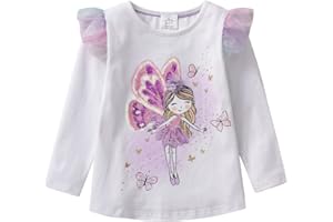 VIKITA Manga Larga Algodón Camisetas T-Shirt Niñas 1-6 años