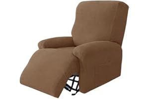 UYEOCO Jacquard Copripoltrona Relax Reclinabile Elettrica Fodera Per Poltrona 4-Pezzo 1 Posto Coprisedile Chivas Poltrona Reclinabile Relax Completo Elasticizzato Con Tasche Copertura Per Poltrona Reclinabil