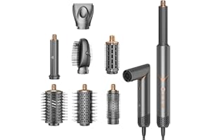 Dryhsip Spazzola Rotante per Capelli e Styler Flessibile 8 in 1 Asciugacapelli, con Styling Liscio, Onde, Ricci, Volumizzante, Diffusore, Hair Styler Viaggi set Regalo Donna e Uomo