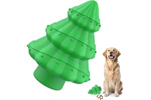 Cawjug Natural Rubber Interactive Treat Dog Toys, Christmas Tree Dog Enrichment Stimulation Ball for Boredom for Small Medium Large Dogs