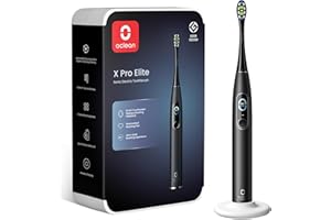 Oclean Cepillo eléctrico X Series Pro Elite, Súper silencioso, Pantalla táctil inteligente, 4 Modos, 32 Niveles de intensidad, 35 días de duración, IPX7, Soporte de pared, Embalaje ecológico, Negro