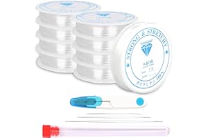 ZHTULCK 9 Spule Gummiband für Armbänder, 0.4mm 0.6mm 1.0mm Elastisches Armband mit Perlennadel, Elastisches Band für Armbänder,Armband Gummiband Elastisch für DIY-Schmuck, Armband-Herstellung und -Design.