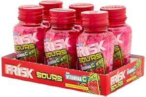Frisk Sour Strawberry, Caramelle Dure, Gusto Fragola, senza Zucchero, Confezione da 6 Barattoli con 70 Microcompresse, adatto Fuori Casa o a Lavoro, da Portare Sempre con Te