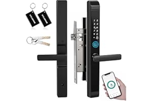 AILRINNI Fingerprint Smart Door Lock 6-in-1 with Deadbolt, IP68 Waterproof, Keyless Entrywith APP/Keypad Code/Keys/Fingerprint/IC Card/Deadbolt, Slimline Design, Smart Locks for Front Door
