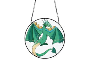 PLIGREAT Dragon teinté Suncatcher fenêtre Wall Art Suspendu Ornement Peint coloré Acrylique Verre Panneau Artisanat Suncatcher pour Jardin Maison intérieur et extérieur Suspendu décoration
