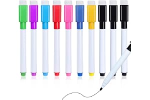 Whiteboardmarkörer, set med 10 folie raderbara whiteboardmarkörer med magnetisk svamp 8-färgars torra radermarkörer för hemme