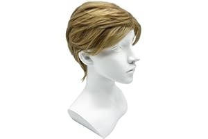 SKHAOVS Peruka Męska z Grzywką - Naturalna Syntetyczna, Blond, Krótka do Noszenia na Co Dzień, Imprezę, Halloween, Cosplay, Karnawał