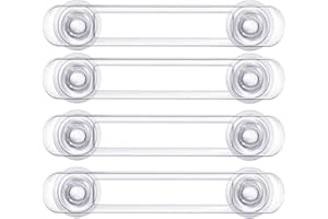 VOBULAFY Kindersicherung Schrank Schubladen, 4 Stück Lang Schubladensicherung für Tür Schränke Kühlschrank und Schubladen Toilette, Kleber ohne Bohren, Transparent