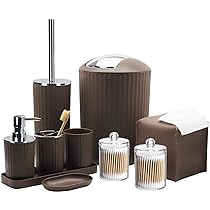 Set Bagno 12 Pezzi Con Tenda E Tappeti - Accessori In Plastica Resistente - Regalo Inaugurazione Casa