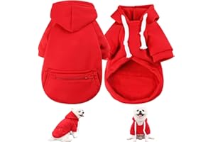 ZORUAM Dog Hoodie Pet Clothes for Dog Cat Dog Sweaters Small Breed Fashion Puppy with Fruit Snack Zipper Pocket Dog Cat Drawstring Sweatshirt (Red, S)