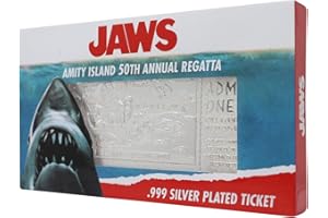 Fanattik UV-JWSILV Jaws-Limited Edition Silver Plated Replica Amity Island 50th Annual Regatta Ticket, Multi-Coloured