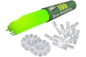 KNIXS KNICKLICHTER KNIXS 100x Arm-Knicklichter in grün inkl. 100 x 3D-Verbinder und je 2 x Ballverbinder und 7-Lochverbinder für Party, Festival, Geburtstag oder als Dekoration, geprüfte Markenqualität