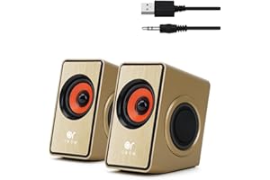 OR O R O W OROW Haut Parleur PC,12W Enceinte PC, 2.0 Gaming Haut-parleurs d'Ordinateur avec Double Diaphragme, pour Smartphone/Computer/Tablette/Laptop(Or)