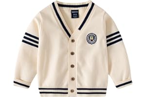 Yaopelky Cardigan per Ragazzo, abbottonatura, Scollo a V, Maglia a Maniche Lunghe, Cappotto Ricamato, Giacca Casual