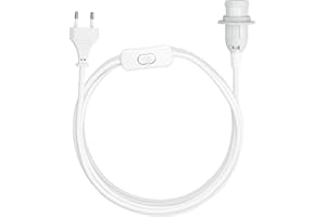 ‎KWMOBILE kwmobile E14 Lampenfassung mit Schalter - 3,5m Textilkabel - E 14 Fassung Netzkabel mit Schraubring Schalter - Lampenaufhängung Lampenkabel Weiß