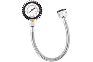 Uharbour Water Pressure Gauge 0-11bar / 160psi Dual Scale 3/4BSPT to 1/2BSPT, Buttom Mount, Rubber Protector, Brass Thread