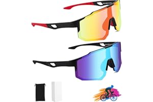 FAOKZE 2 sztuki polaryzacyjnych okularów rowerowych, wiatroszczelne, dla rowerzystów, dla mężczyzn i kobiet, ochrona UV400, do jazdy na rowerze, motocyklu, biegania, jazdy na nartach, baseballu,