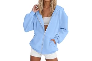 DUHGBNE Felpe Donna con Zip Lunga Maniche Tinta Unita Cordoncino e Taschee Cappuccio Donna Sportiva Leggero Sweatshirt Aperto Elegante Autunno Inverno Hoodie