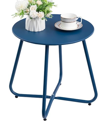 Outsunny Tavolino Da Giardino Rotondo In Rattan Giallo E Vetro - 50x44 Cm, Struttura Acciaio | Per Patio, Terrazzo E Balcone