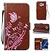 Produktbild Fanryn Schutzhülle / Cover / Handyhülle / Etui für Samsung Galaxy S7 edge Farbdruck Narzissen Muster Design Folio PU Leder Tasche Case Hülle im Bookstyle mit Standfunktion Kredit Kartenfächer – braun