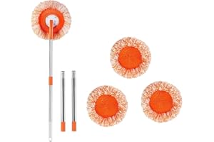 PCAPZZ Wall Mop 360 Rotatable Adjustable Cleaning Mop 74inch Extendable Long Handle Microfiber Cleaning Mop with 3 Mop Heads Replacement Dry and Wet Dust Cleaner Mops for Home Floor Glass Window Ceiling