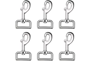 Xihuimay Pack of 6 Single Ended Clips Bolt Snap Hook 59mm Spring Hook Nickel Plated Swivel Eye Trigger Chain Clips Multipurpose Hardware Buckle for Horse Tack Dog Leash Garage Use, Silver