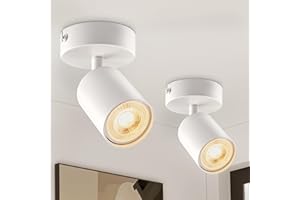 LEDRONIX LED Deckenleuchte GU10 Schwenkbar, 1 Flammig Weiß Deckenstrahler Deckenspots, 2 Stück Strahler Spotlight Drehbar, Deckenlampe Spot für Wohnzimmer, Flur, Küche, Schlafzimmer (Ohne Leuchtmittel)